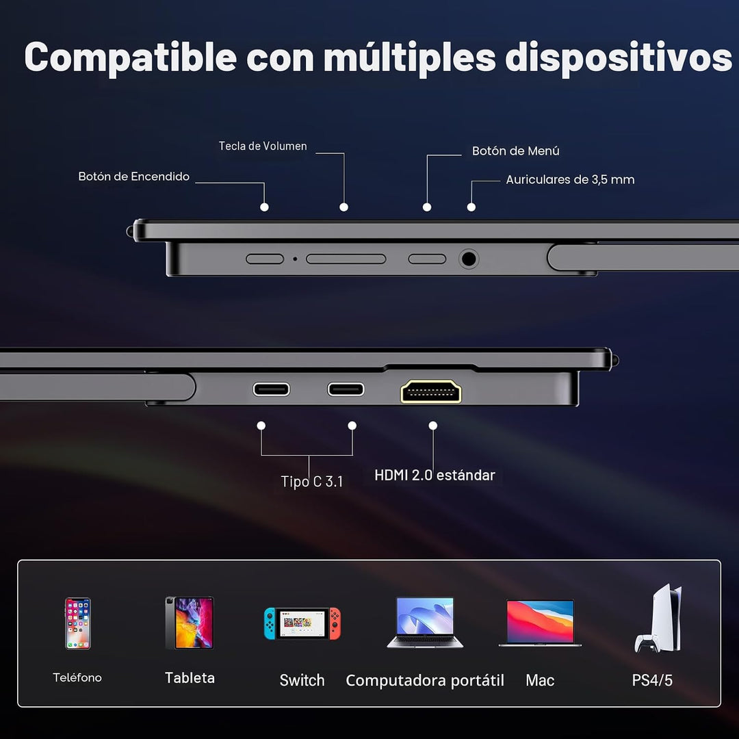 InnoView Monitor portátil de 15.6" 60Hz 4K UHD 3840x2160 | 100%...