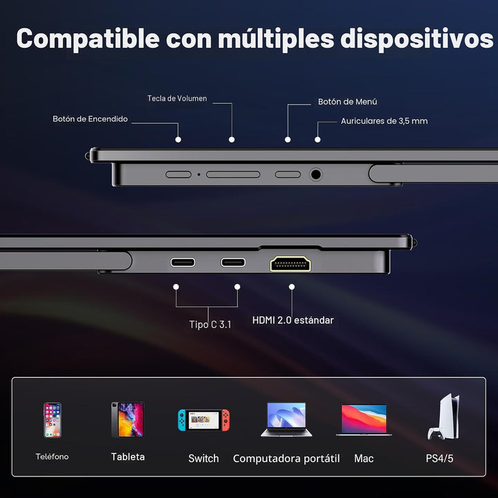 InnoView Monitor portátil de 15.6" 60Hz 4K UHD 3840x2160 | 100%...