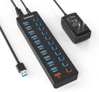 vantisan, A2011, hub USB 3.0 de 11 puertos, alimentado, con puerto de carga inteligente