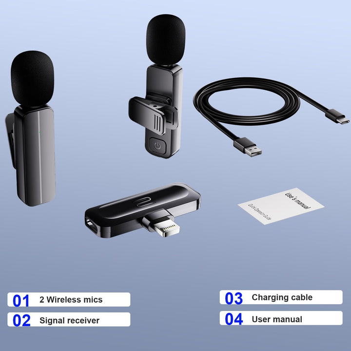 Paquete de 2 micrófonos inalámbricos mini de solapa Lavalier para i...