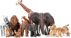 Juguetes de figuras de animales de zoológico de safari, 14 piezas realistas de animales de la selva, animales africanos de plástico salvajes con león, juego educativo de elefante para niños pequeños