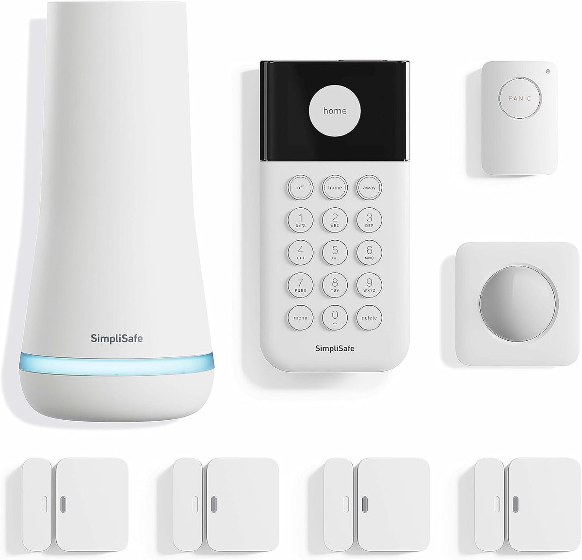 SimpliSafe Sistema de seguridad inalámbrico para el hogar de 8 piezas, monitoreo profesional 24/7 opcional, sin contrato, compatible con Alexa y Google Assistant, color blanco