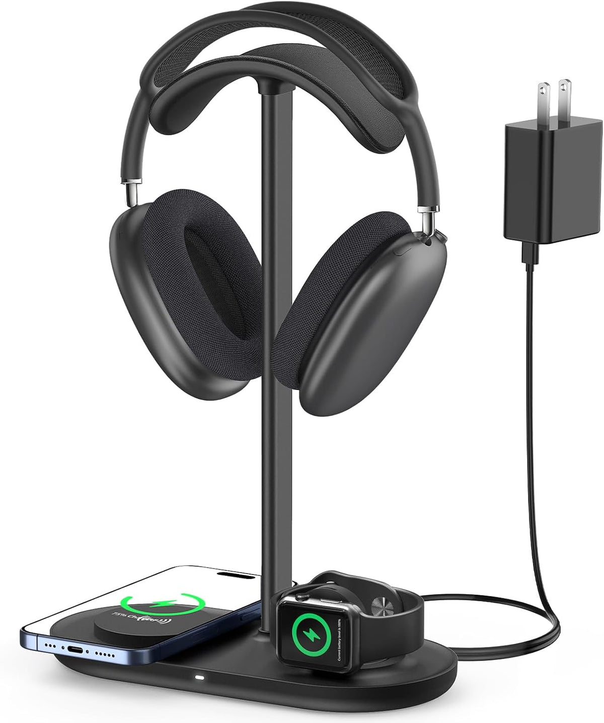 HiWe Soporte para auriculares, cargador inalámbrico MagSafe 2 en 1 para