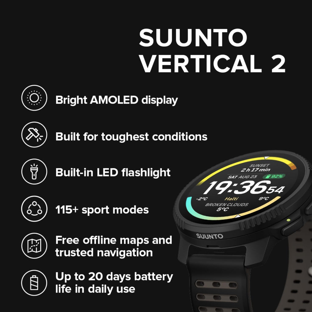 SUUNTO Vertical 2 Reloj deportivo GPS, 1.5" AMOLED 115+ modos deportivos