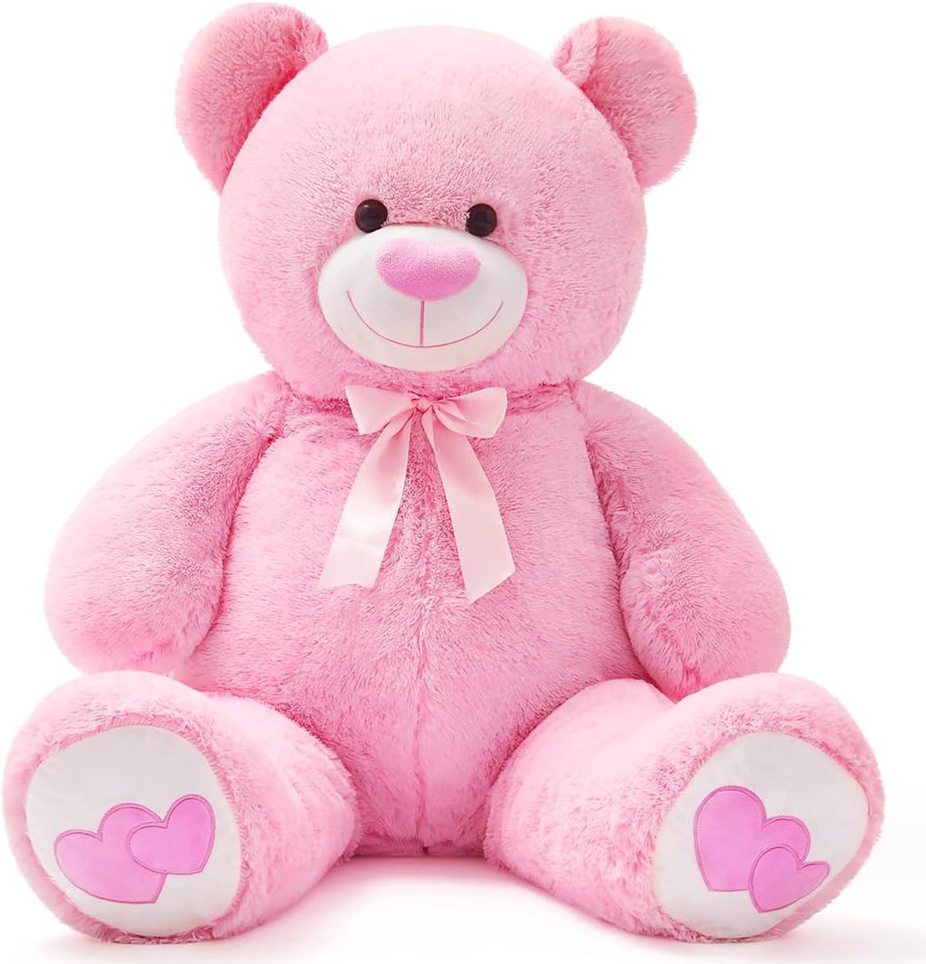 Oso de peluche grande de 43 pulgadas con corazón de amor, rosa