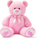 Oso de peluche grande de 43 pulgadas con corazón de amor, rosa