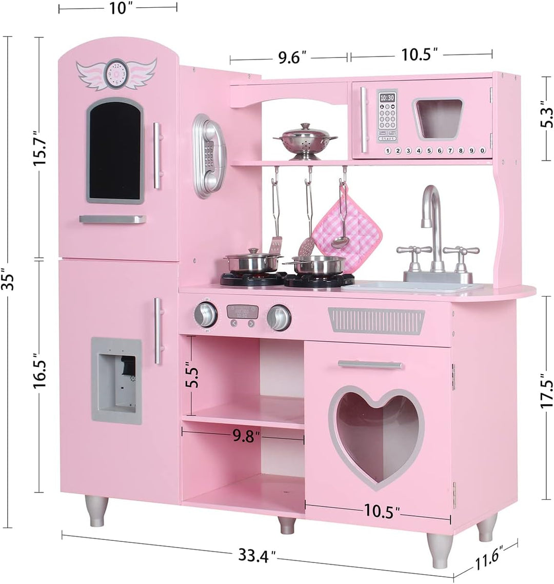TaoHFE Juego de cocina LED mejorado para niños, cocina de madera, b...
