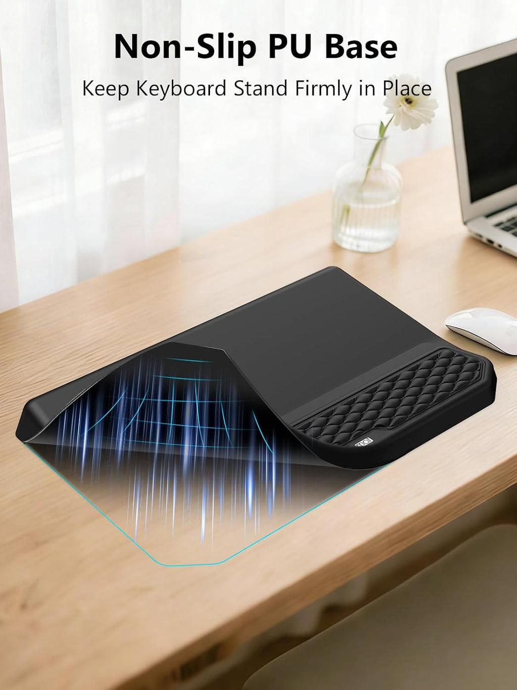 Soporte ergonómico 2 en 1 para teclado con reposamuñecas, color negro