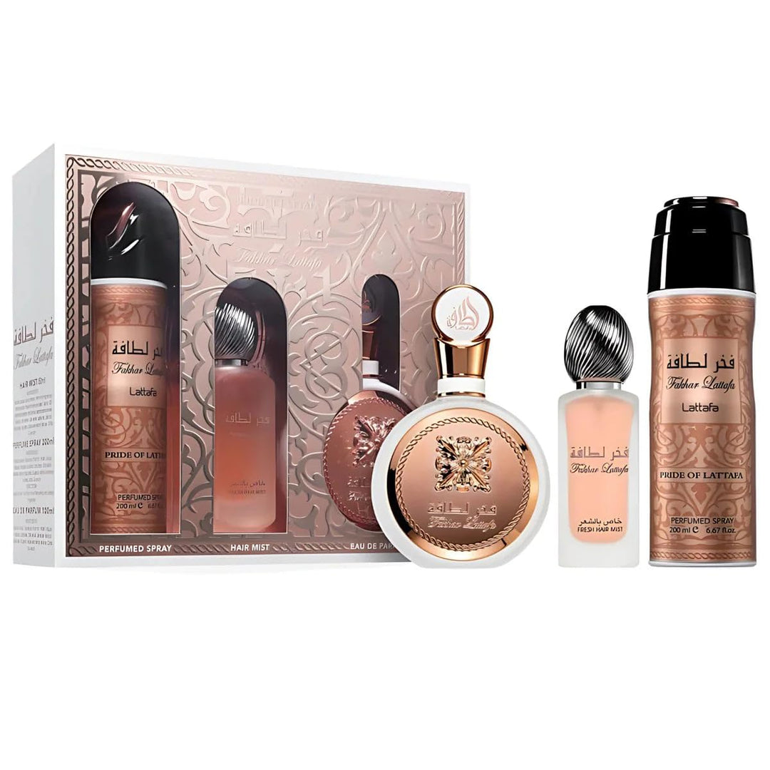 Lattafa Fakhar para Mujeres Juego de 3 Piezas (3.4 Oz Eau de Parfum...
