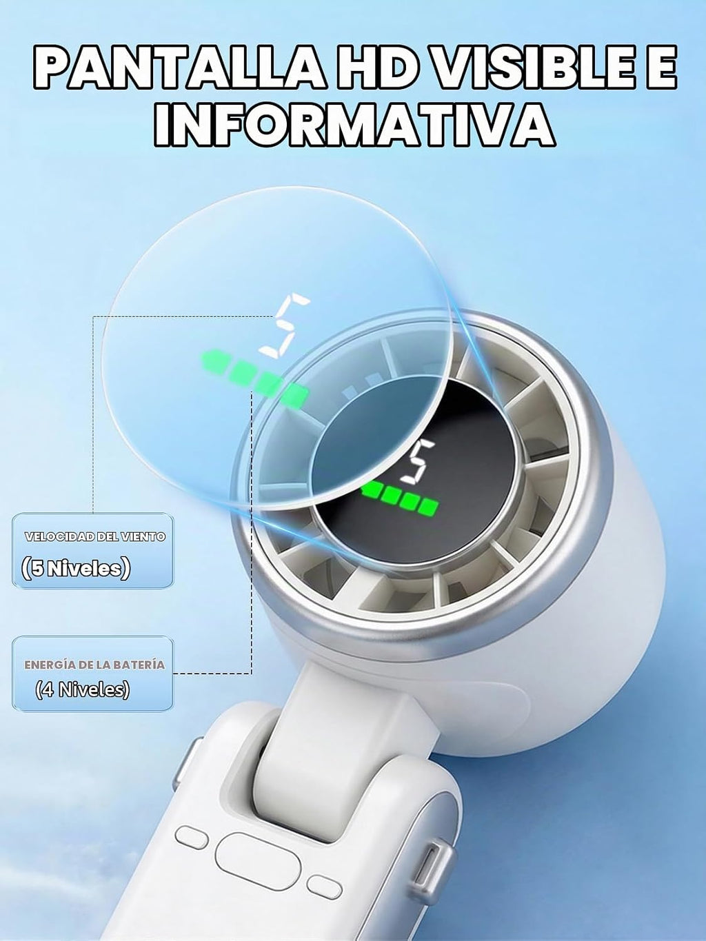 KIMWIND Ventilador turbo portátil de mano, viento de 5 engranajes,...