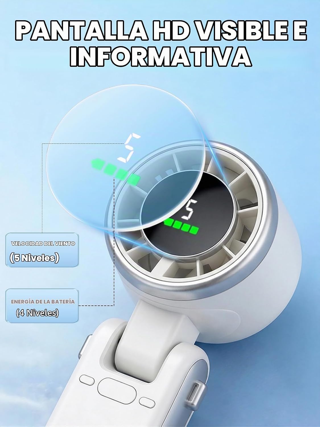 KIMWIND Ventilador turbo portátil de mano, viento de 5 engranajes,...