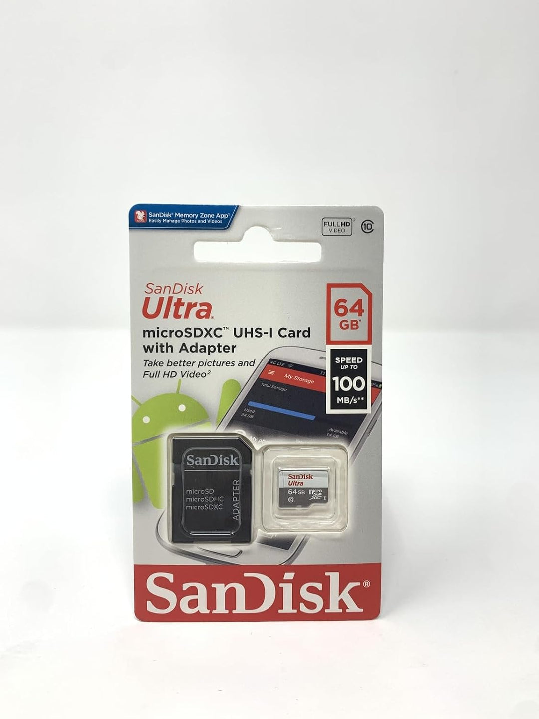 Tarjeta de memoria micro SDXC SanDisk Ultra 64GB UHS-I, clase 10 co...