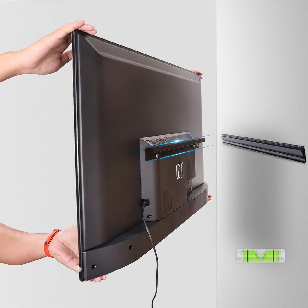 Soporte de pared para TV sin tacos para pantallas de 13 a 55 pulgadas, sin necesidad de tacos, con nivel de burbuja mejorado, VESA máx. 400 x 400 mm, hasta 45,36 kg, ajuste universal para