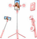 Trípode para iPhone con luz, palo selfie para iPhone, soporte de trípode