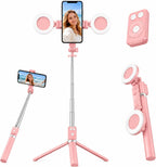 Trípode para iPhone con luz, palo selfie para iPhone, soporte de trípode
