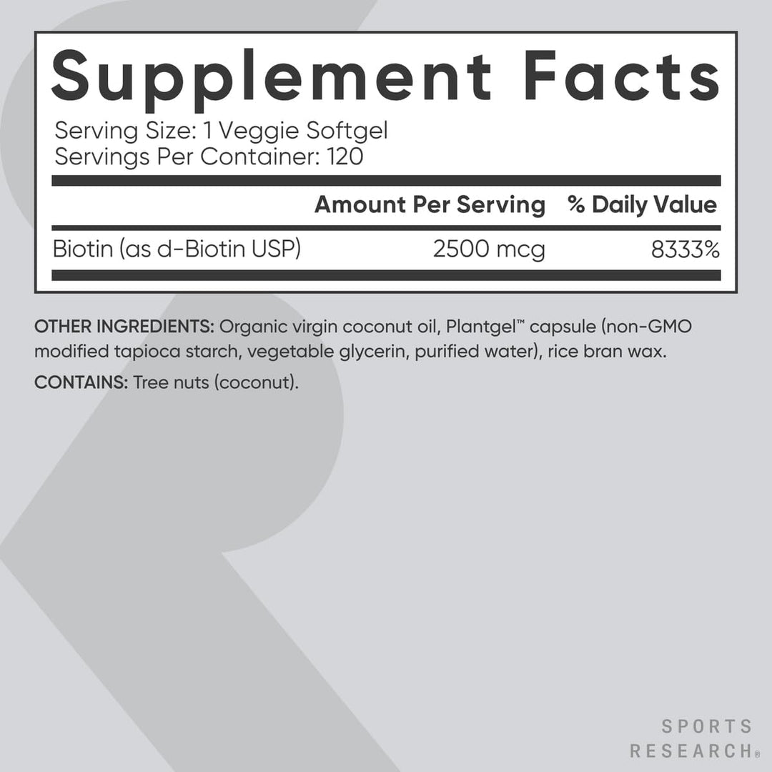 Sports Research Suplemento de biotina vegana extra fuerte (vitamina...