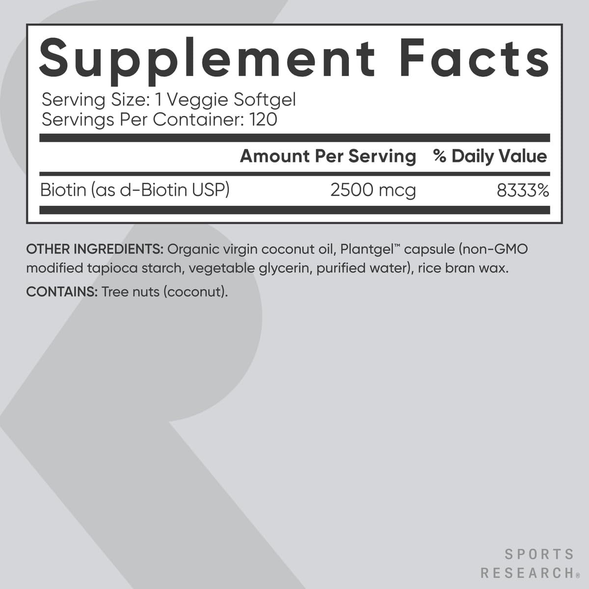 Sports Research Suplemento de biotina vegana extra fuerte (vitamina...