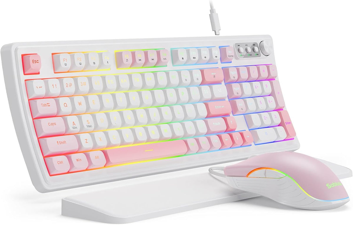 SABLUTE Teclado y mouse para juegos con cable, teclado y mouse con...