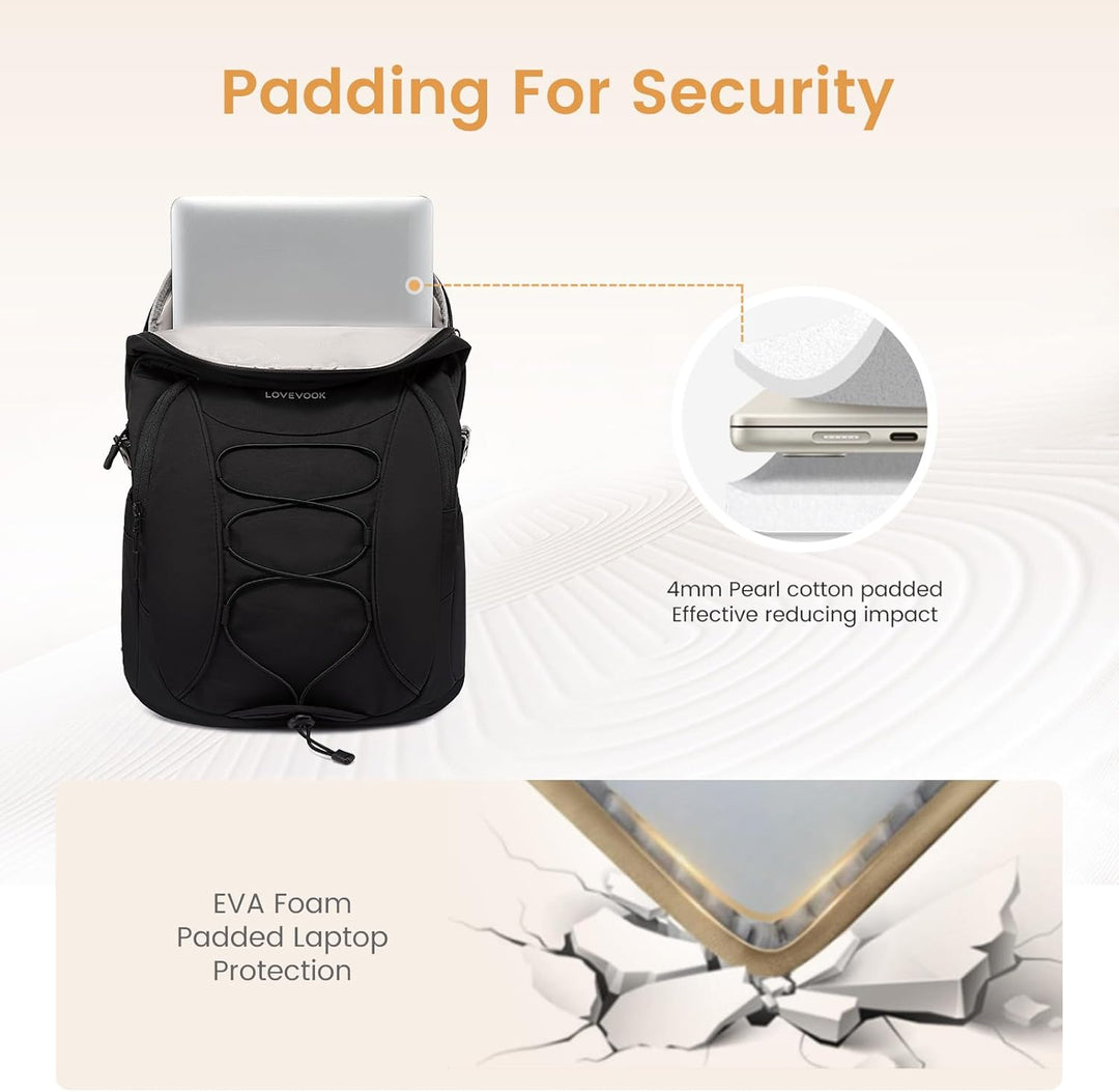 LOVEVOOK - Mochila para laptop acolchada para mujer, 18 pulg.