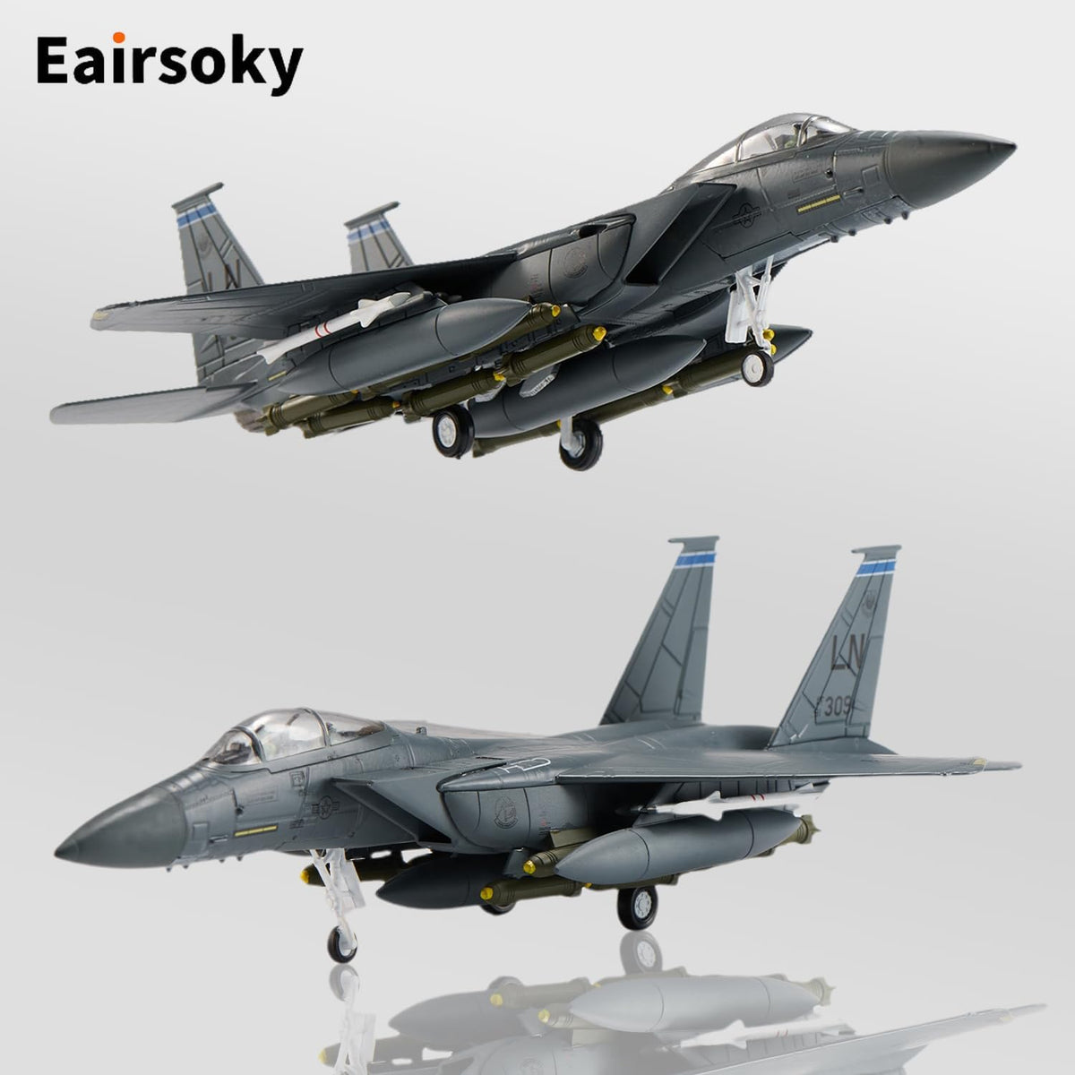 Escala 1:100 F-15E Strike Eagle Modelo de Caza Militar de Metal Fundido a Presión para Colección o Regalo Cola LN