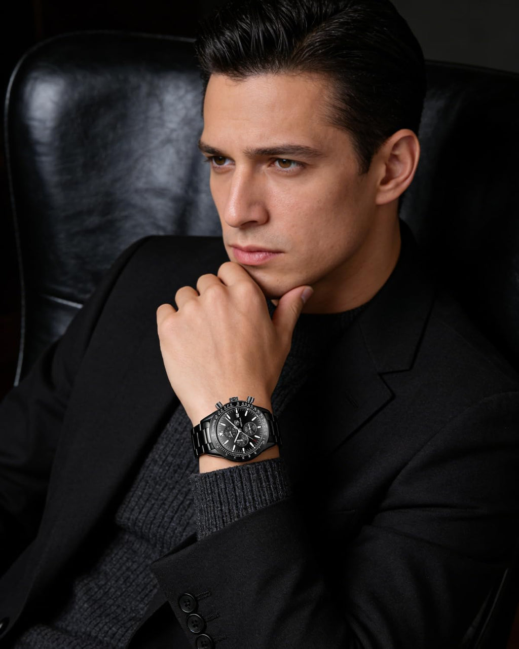 BENYAR Relojes para hombre, reloj de pulsera analógico con movimiento de cuarzo, correa de cuero/acero inoxidable/silicona, reloj de vestir casual para deportes de negocios, resistente al agua