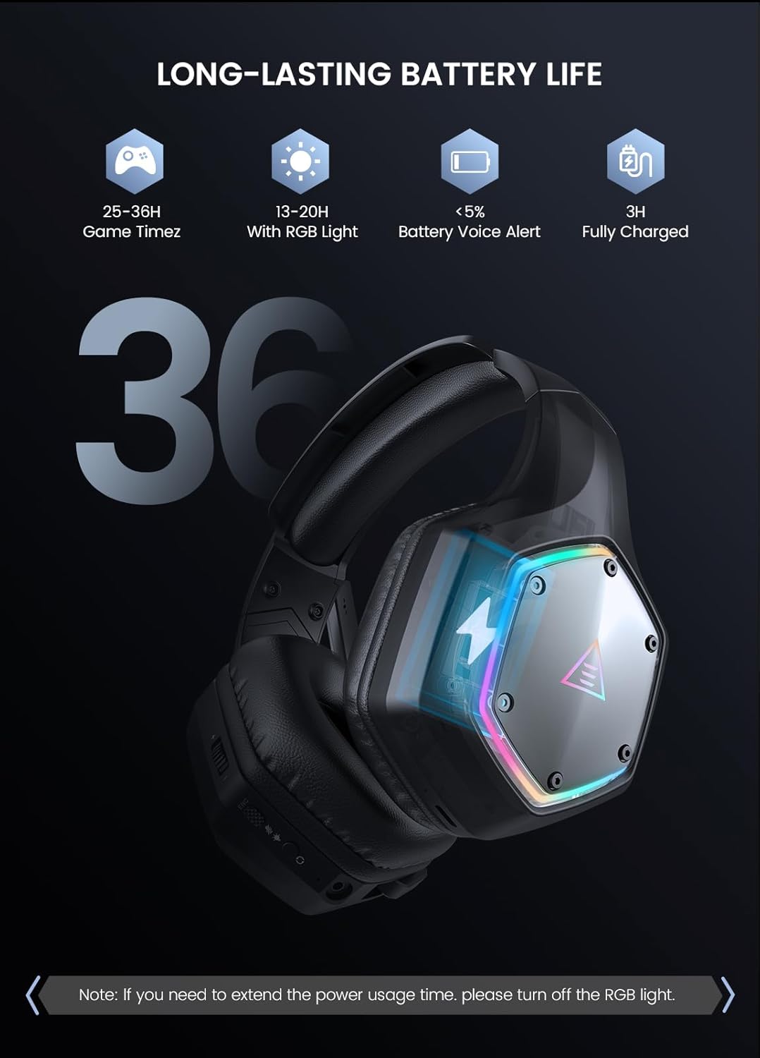 EKSA - Auriculares inalámbricos para juegos, auriculares USB con mi...