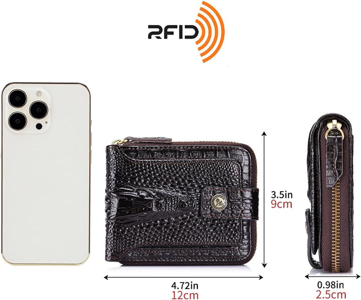 Cartera de cuero genuino con patrón de cocodrilo Steel Lion para ho...