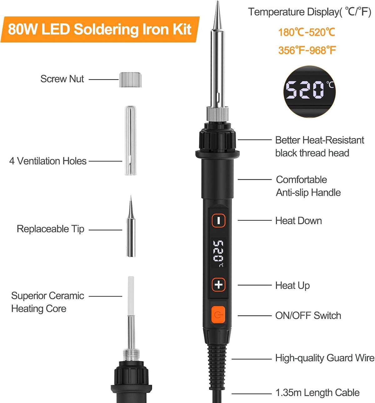 Kit de soldador 80W LED pistola de soldadura con fundente para reparación