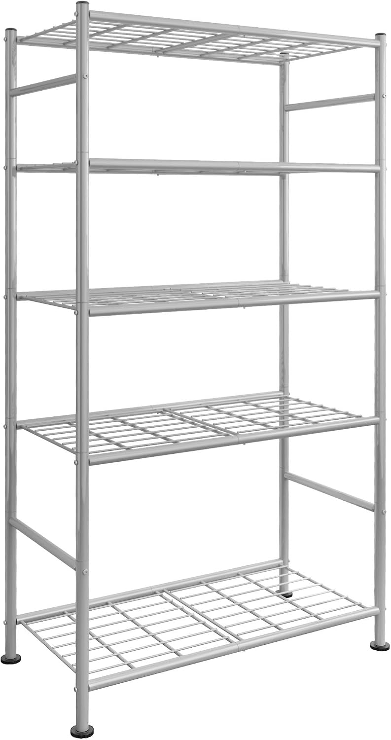 Estantes de almacenamiento - Organizador de estantes de 5 niveles, estantería de garaje resistente con patas niveladoras, organizador de estantes de metal estable para despensa, cocina y