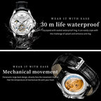 OLEVS - Relojes automáticos para hombre, multicalendario, con fase lunar, 3ATM impermeable, reloj de lujo clásico para negocios, de pulsera