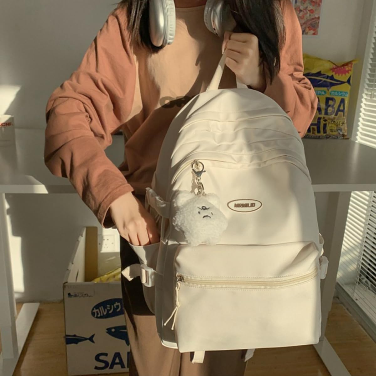 VTTDB Mochila Kawaii con bonitos accesorios estéticos, estilo casua...