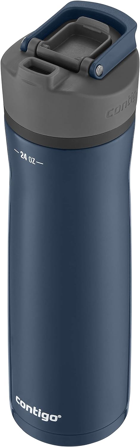 Contigo Cortland Chill 2.0 - Botella de agua de acero inoxidable con tapa autosellada y a prueba de derrames, aislada al vacío, 24 onzas, color arándano, ideal para bebidas calientes o frías, tapa