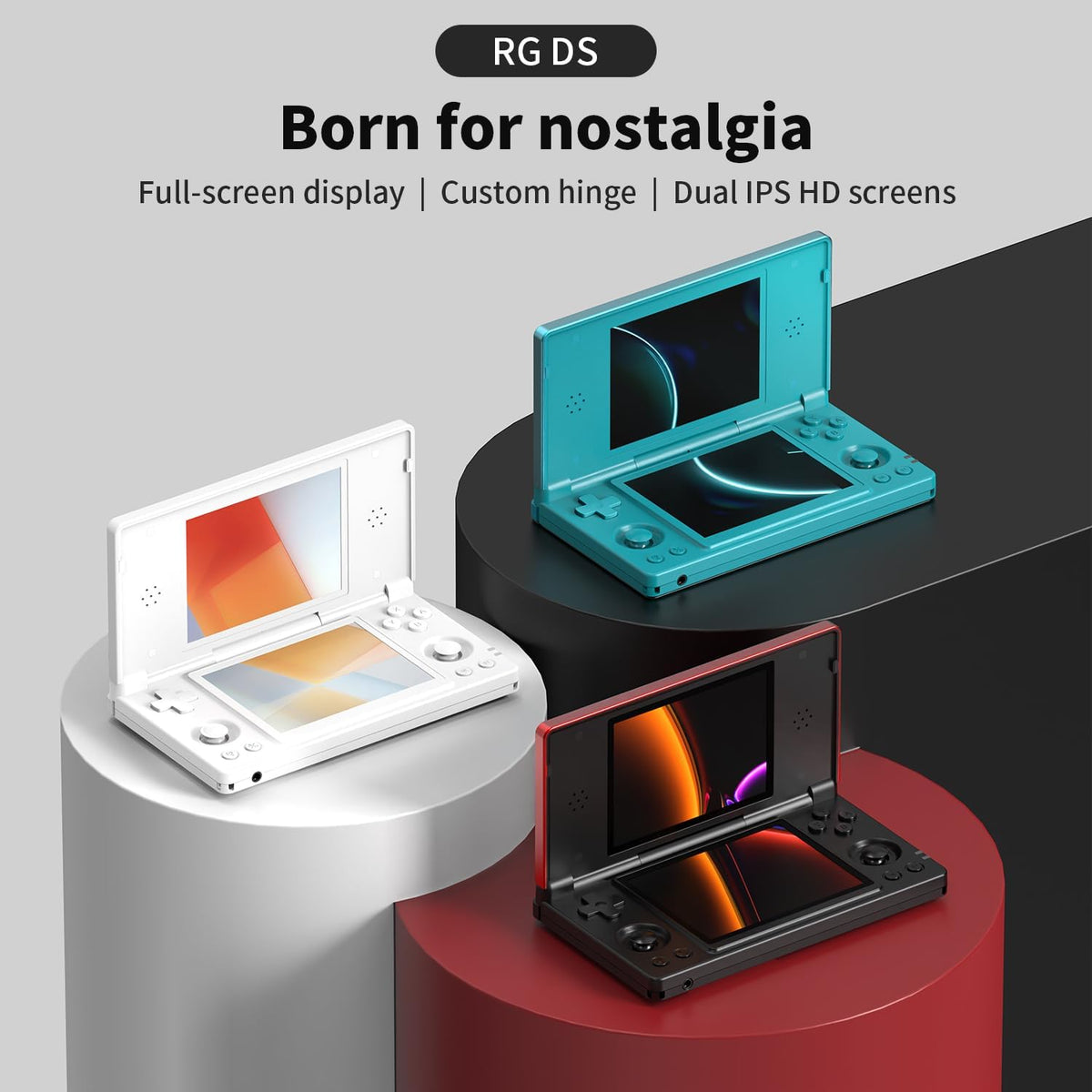 Consola de juego portátil plegable RG DS RK3568 Anbernic Sistema Android 14 Joystick para dos jugadores Superior e Inferior Pantalla dual de 4 pulgadas OCA Pantalla táctil completa 4000mAh 3 + 32GB