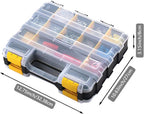 Caja organizadora de herramientas, caja de almacenamiento de piezas pequeñas, 34 compartimentos, organizadores de hardware de doble cara con divisores de plástico extraíbles para tornillos, tuercas