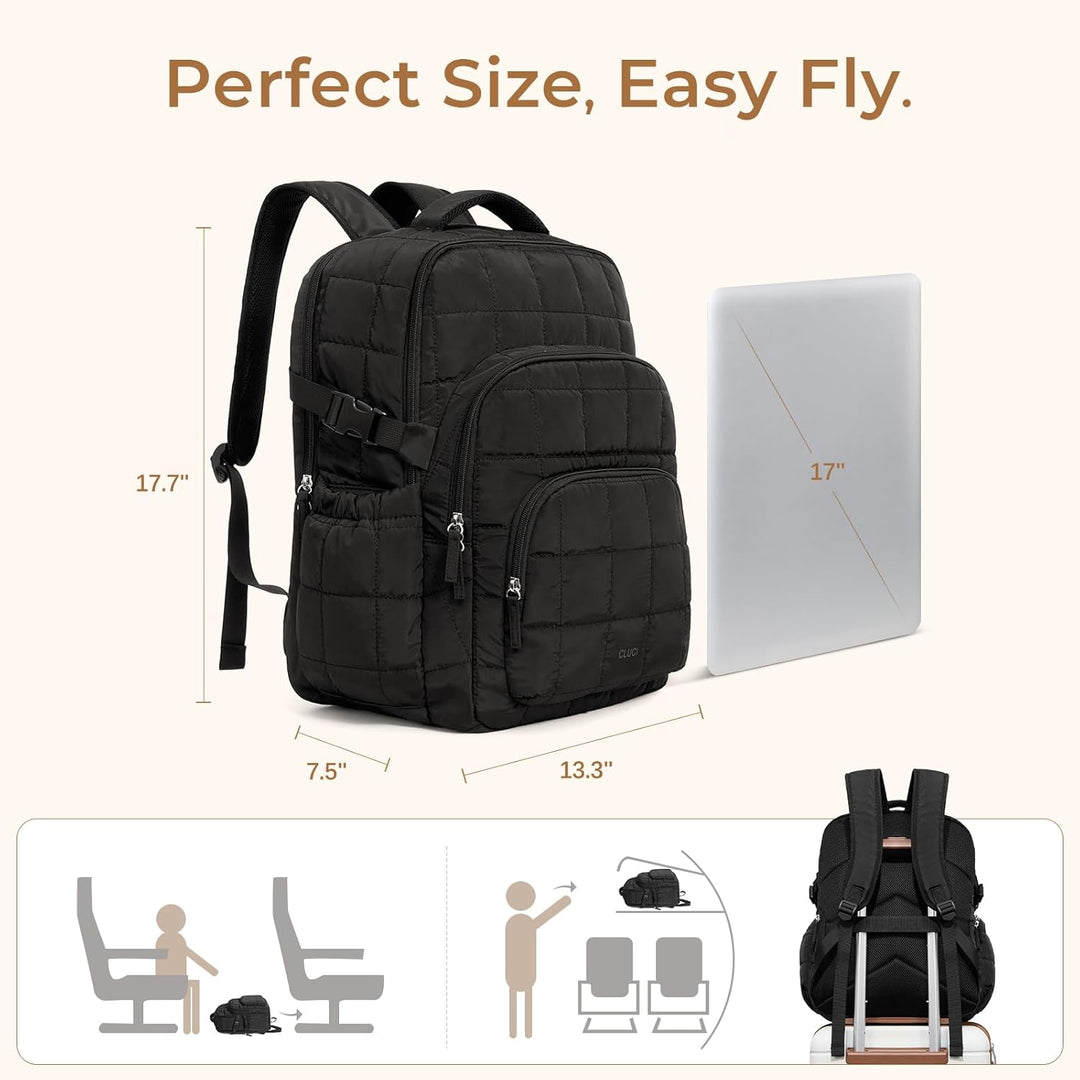CLUCI Mochila inflada acolchada para laptop para mujeres