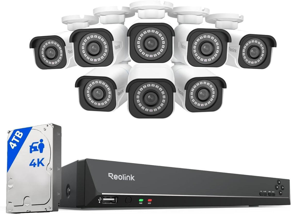 REOLINK Sistema de cámara de bala de seguridad 16CH 4K con 4TB HDD RLK16