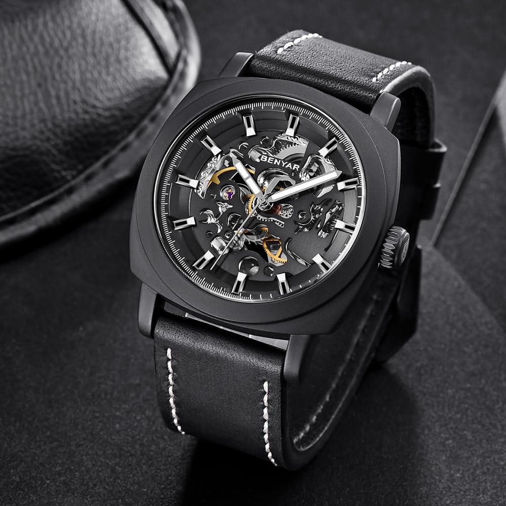 BENYAR Reloj Automático Mecánico de Esqueleto para Hombre de Vestir