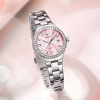 OLEVS Reloj para Mujer Plateado de Acero Inoxidable Elegante Analógico Lúmenes Visibles