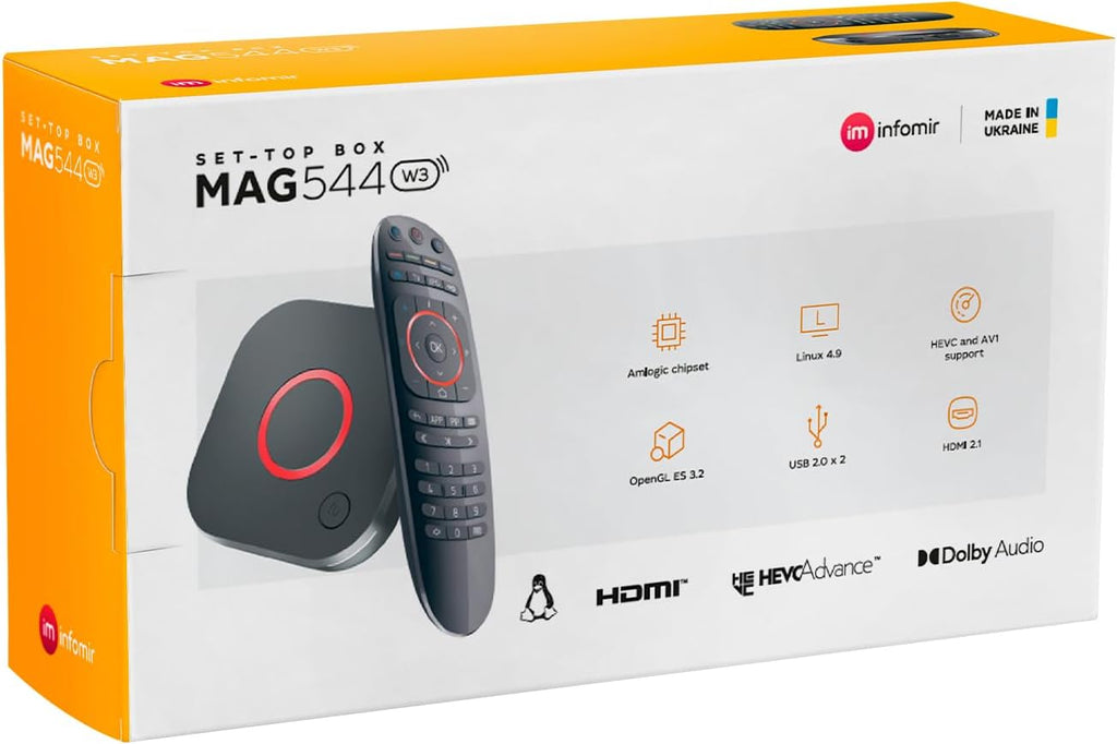 Infomir MAG544w3 Set-Top Box 4K Linux, Wi-Fi de doble banda, HDR, HDMI 2.1