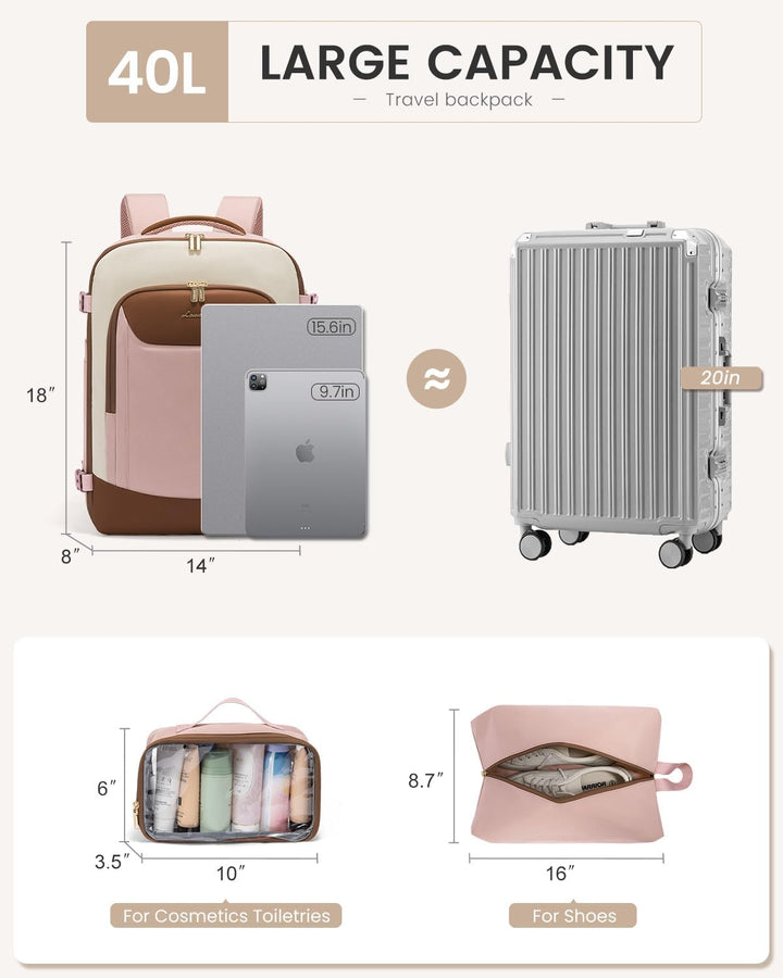 Mochila de viaje LOVEVOOK para mujeres y hombres, mochila grande de...
