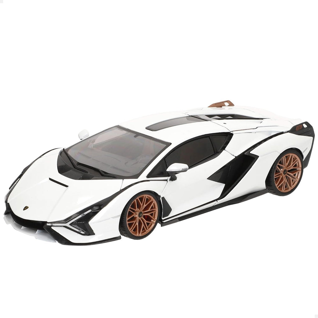 Bburago - Lamborghini Sian FKP 37, 1:18 escala de coche de metal a escala, blanco, 3+