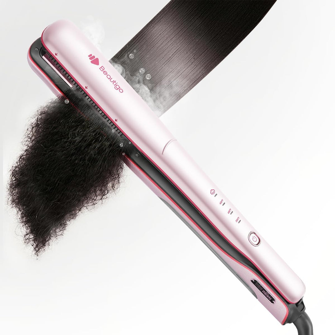 Beautigo Plancha plana de cerámica con infusión de vapor profesiona...