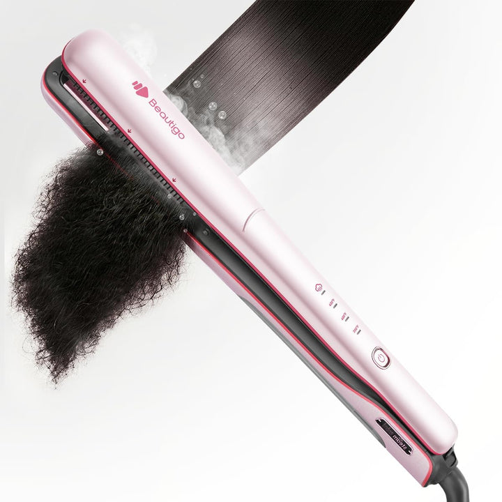 Beautigo Plancha plana de cerámica con infusión de vapor profesiona...