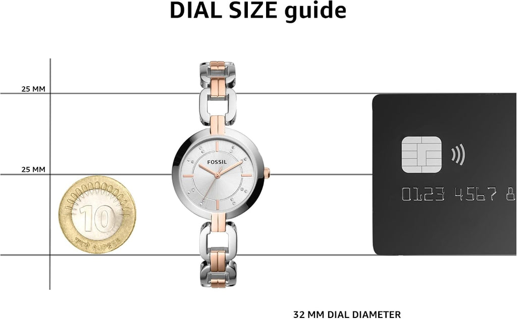 Fossil Reloj de cuarzo Kerrigan de cuarzo de acero inoxidable para mujer