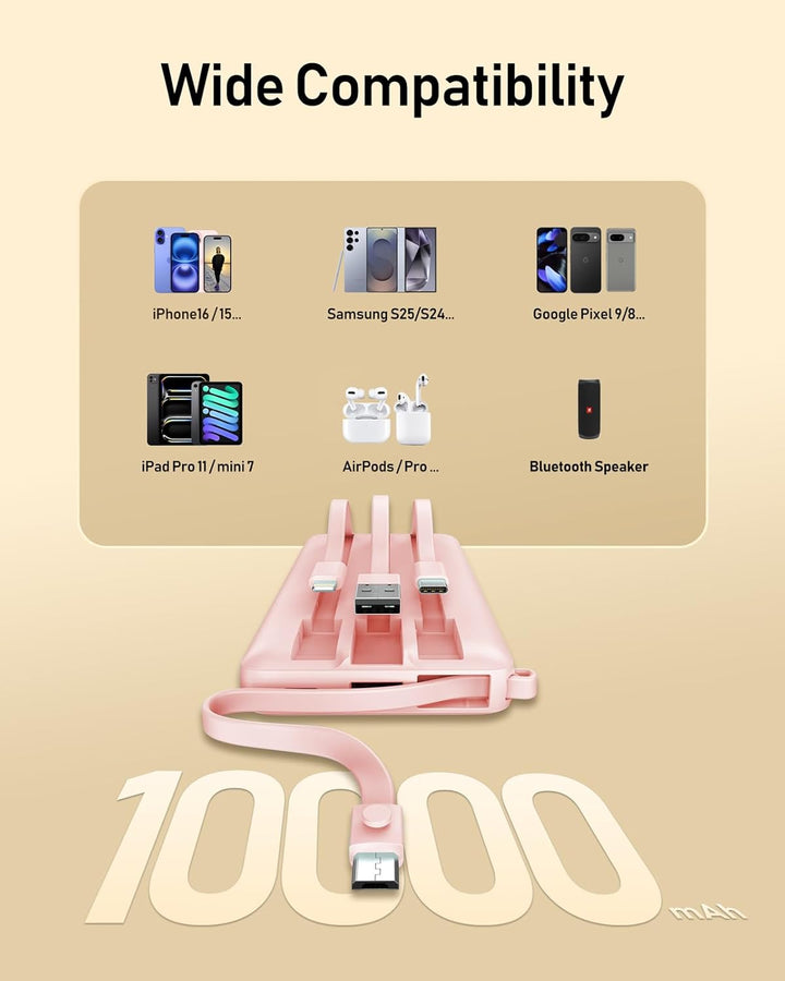 VEEKTOMX Cargador portátil con cables integrados, banco de energía...