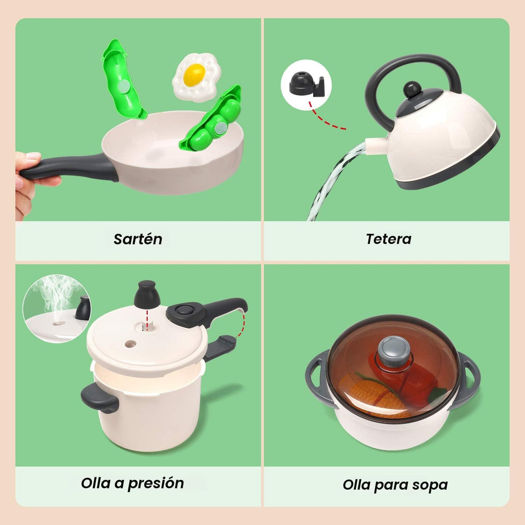 CUTE STONE - Juguete de cocina de juego de roles con olla a presión...