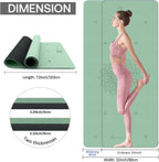 Esterilla de yoga antideslizante TPE Gruper extra ancha con marca de alineación, 72"L x 32"A x 0.32"/0.24"E (183cm x 80cm x 8mm/6mm), esterilla antideslizante para ejercicios con correa de transporte