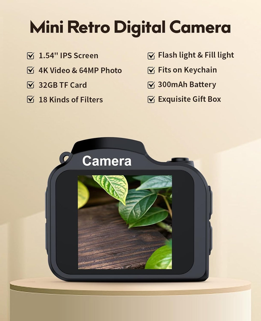 FLATIC Mini cámara con llavero \u2013 Cámara digital pequeña 4K con...