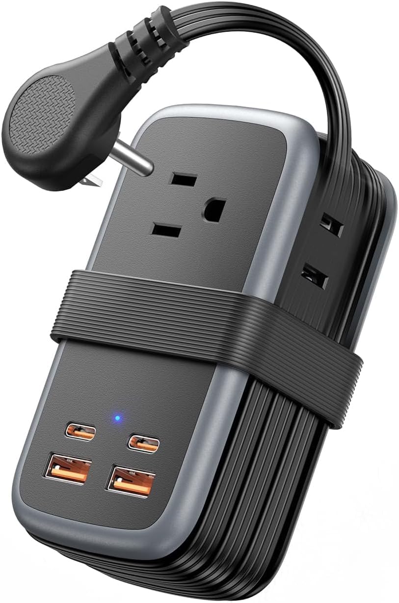 NTONPOWER GAN Ultra - Estación de carga rápida USB de 65 W, regleta de alimentación de viaje 7 en 1 con 3 tomas, 4 USB (2 C), cable de extensión de 4 pies, esenciales de viaje, Cruise Essentials 2026, compatible con MacBook, iPhone