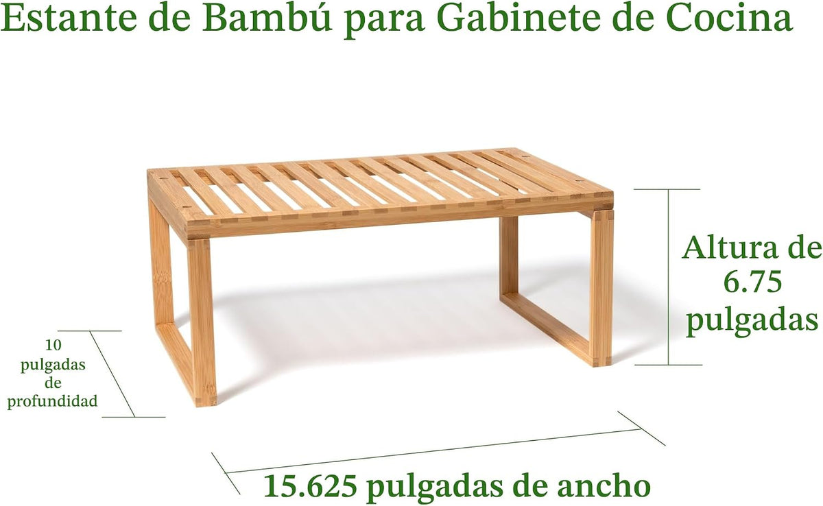 Lipper International Estante de bambú para armario de cocina para organizar una despensa, encimera o baño, 15 5/8 x 10 x 6 1/4 pulgadas